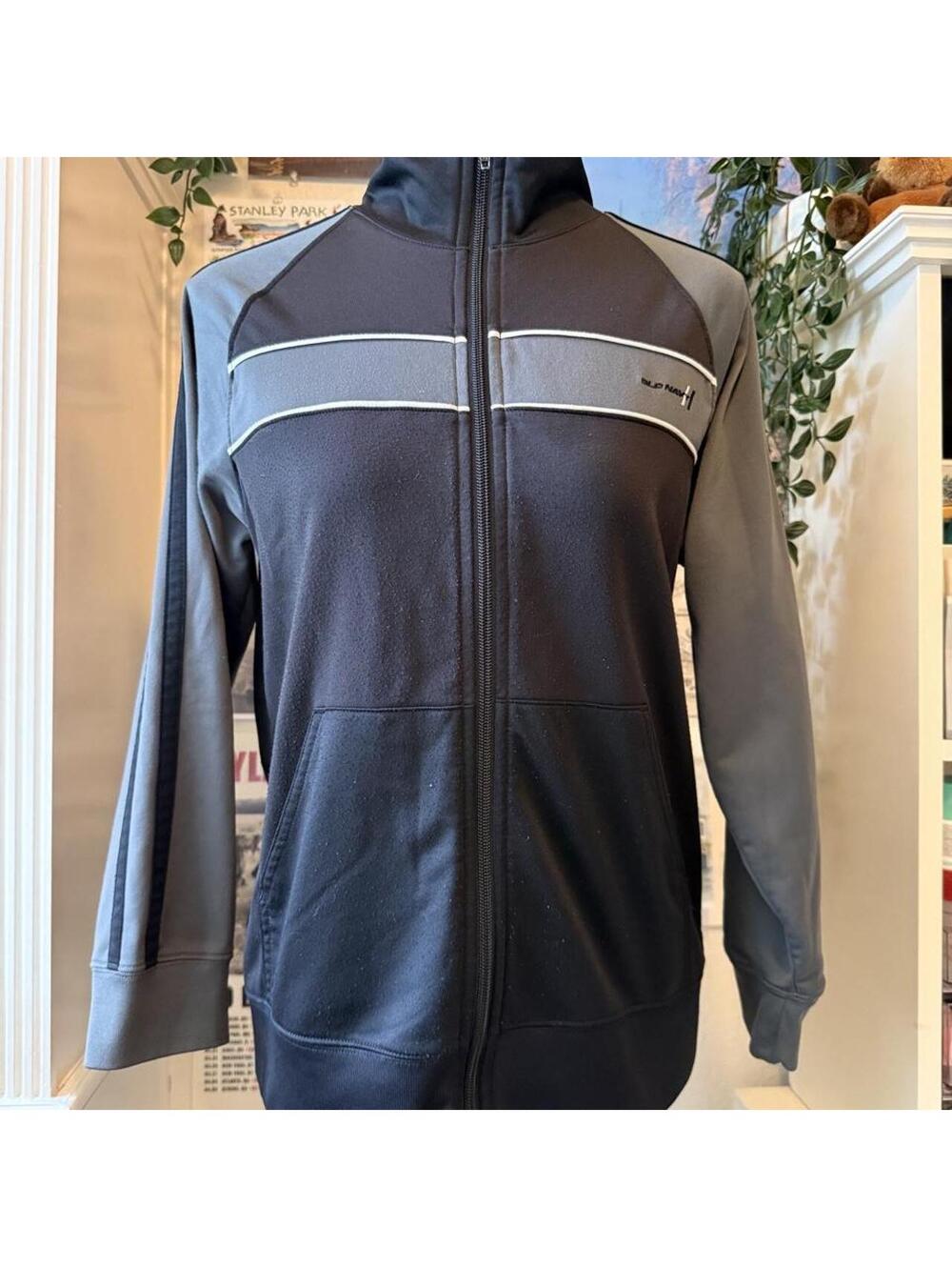 Old Navy Black Gray Colorblock Full Zip Track Jacket Boys Size 10